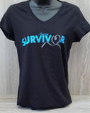 Ladies V-Neck I Love My Survivor Tee - Blue