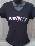 Ladies V-Neck I Love My Survivor Tee - Pink