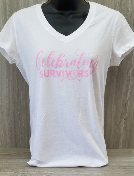 Ladies CS Pink Logo V-Neck Tee