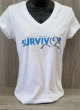 Ladies V-Neck I Love My Survivor Tee - Blue