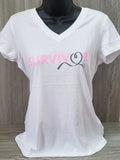 Ladies V-Neck I Love My Survivor Tee - Pink