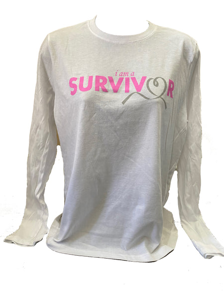 Ladies Long Sleeve I am a Survivor Tee - Pink